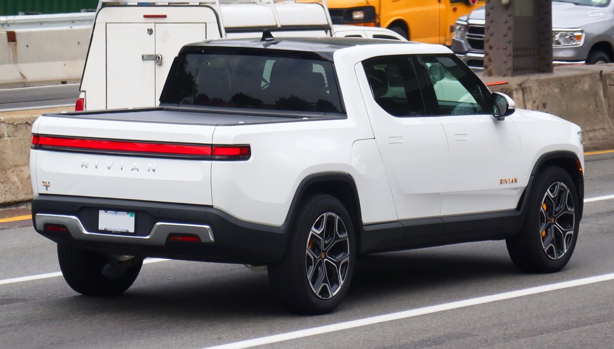 The Rivian R1T's rear end and tailgate, the vantage point for the affected rearview camera